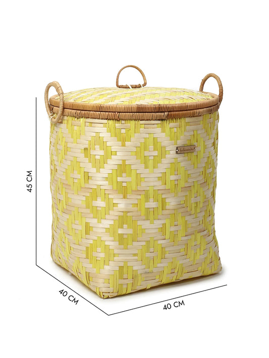 Handwoven Bamboo Laundry Basket with Lid for Stylish Home Organization