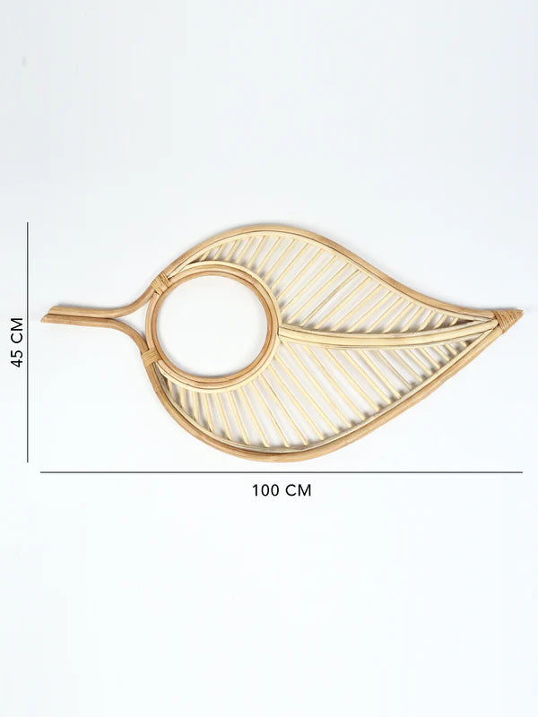 Natural Rattan Frame Wall Mirror for Living Room, Bedroom, and Entryway