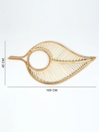 Natural Rattan Frame Wall Mirror for Living Room, Bedroom, and Entryway