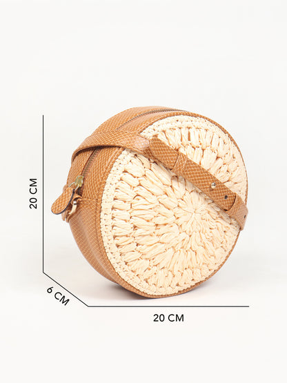 Round Raffia Sling Bag | Crossbody Sling Bag
