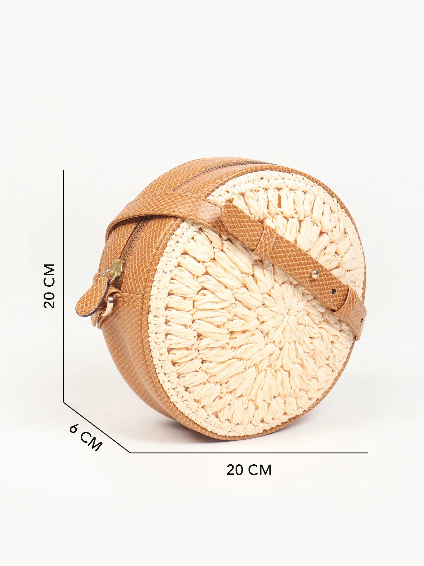 Handwoven Round Raffia Crossbody Sling Bag for Casual and Travel Use