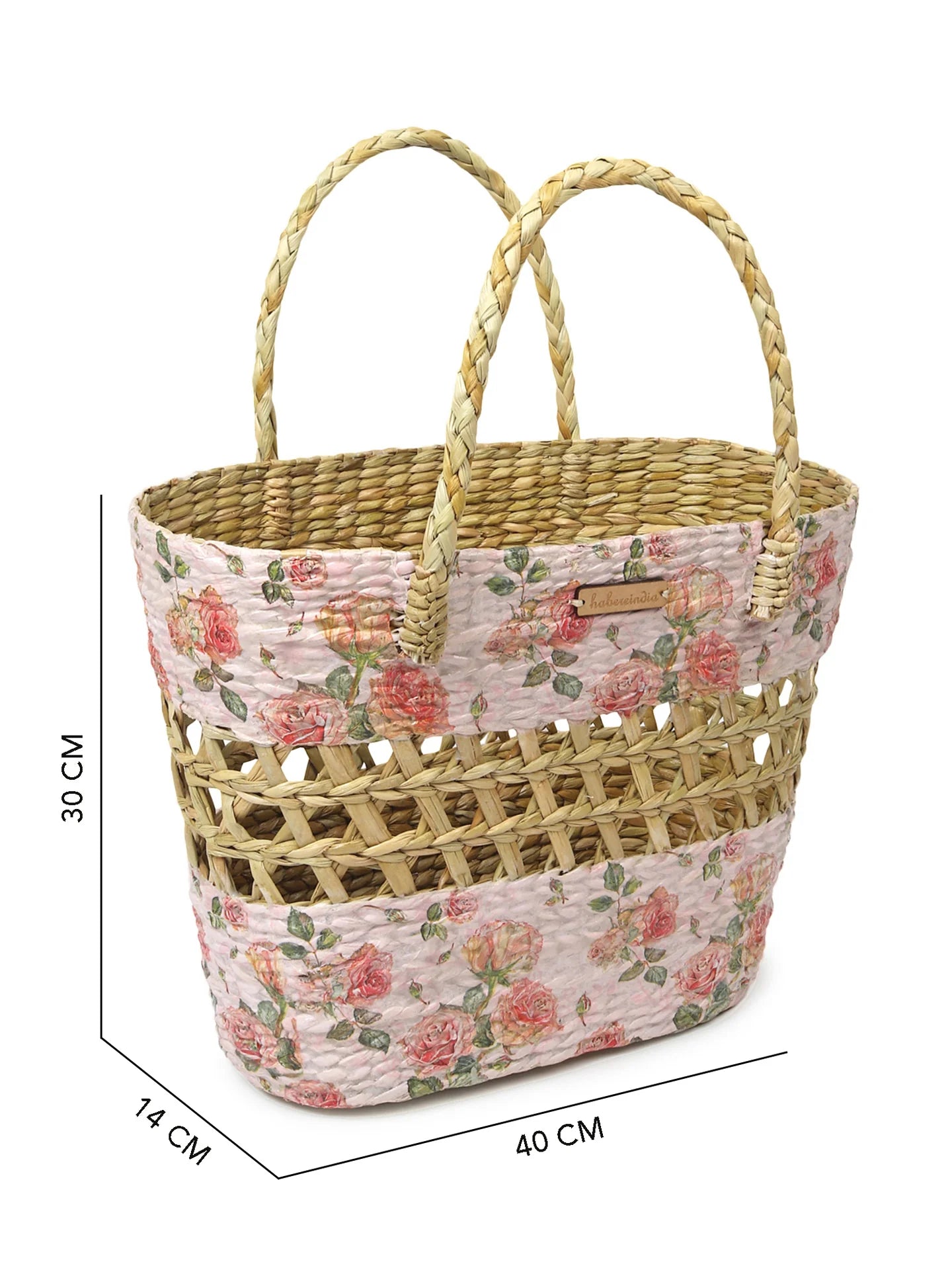 Handwoven Seagrass Basket for Storage, Shopping & Travel Use