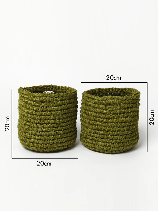 Set of 2 Soft Cotton Basket for Plants, Books, or Blankets