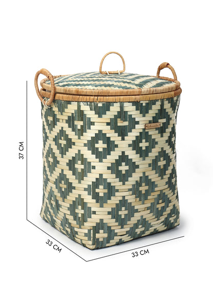 Wicker Laundry Basket With Lid | Bamboo Storage Basket