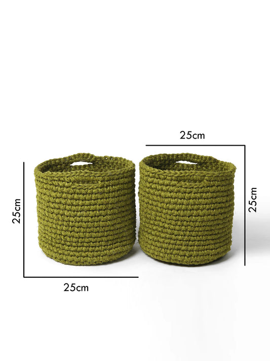 Set of 2 Soft Cotton Basket for Plants, Books, or Blankets