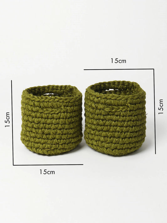 Set of 2 Soft Cotton Basket for Plants, Books, or Blankets