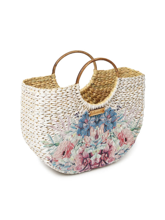 Seagrass U-Shape Tote Bag for Shopping, Storage & Picnic Days