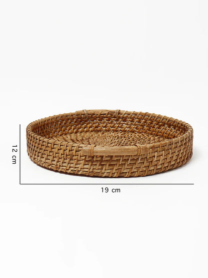 Multipurpose Rattan Tray for Serving Snacks, Drinks, and Stylish Home Decor