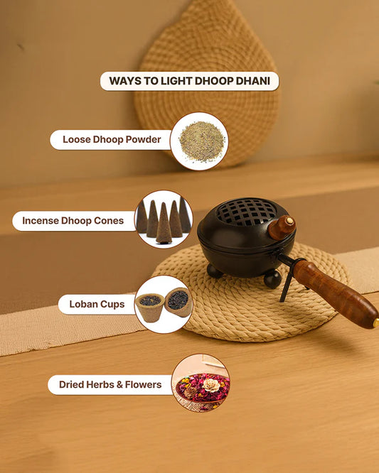 Decorative Metal Dhoop Dani Burner for Home Temple Aarti and Aromatherapy