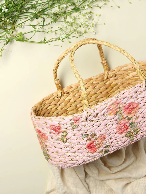 Decorative Seagrass Gift Hamper Basket for Stylish Storage and Tabletop Display