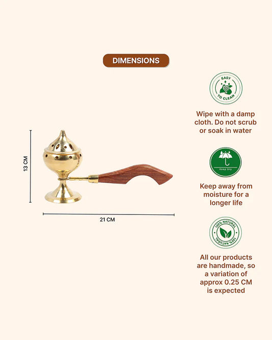 Exclusivelane Brass Dhoop Dani for Aarti, Puja, and Meditation Spaces
