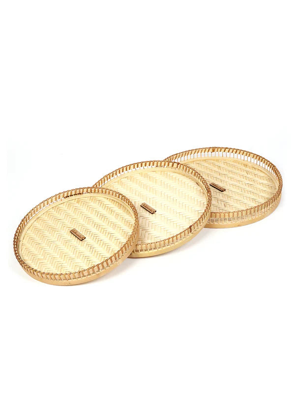 Bambustablett | Cane Geschenkkorb Tablett 3er Set