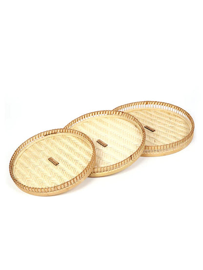 Bambustablett | Cane Geschenkkorb Tablett 3er Set