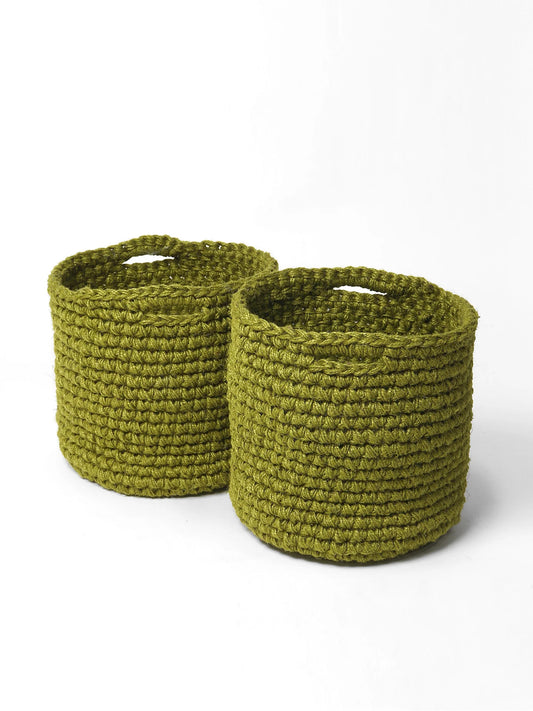 Set of 2 Soft Cotton Basket for Plants, Books, or Blankets