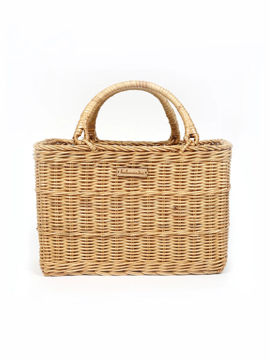 Picknickkorb aus Weide | Zuckerrohr-Einkaufskorb