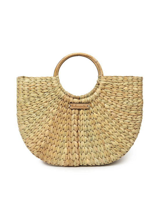 Handmade Seagrass U-Shape Tote Bag for Beach, Storage