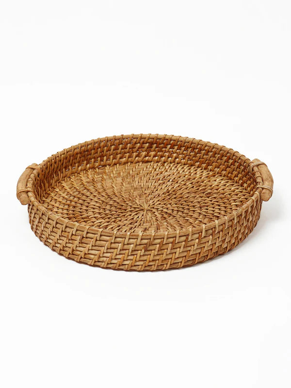 Multipurpose Rattan Tray for Serving Snacks, Drinks, and Stylish Home Decor