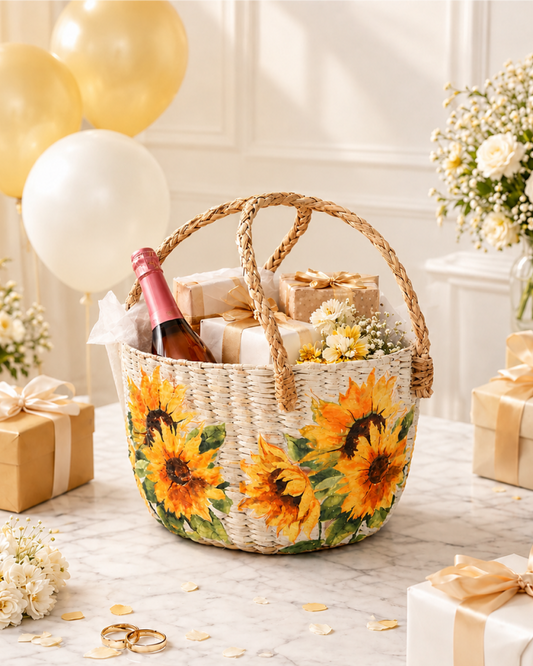Decorative Seagrass Fruit Hamper Basket for Home and Table Display