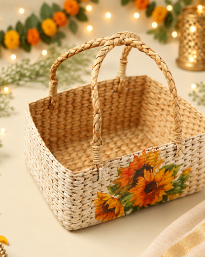 Natural Seagrass Hamper Basket for Kitchen, Dining Table, and Decorative Display