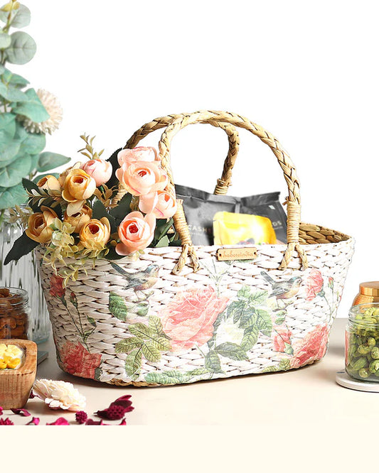 Handmade Seagrass Gift Hamper Basket for Elegant Home Storage and Gifting