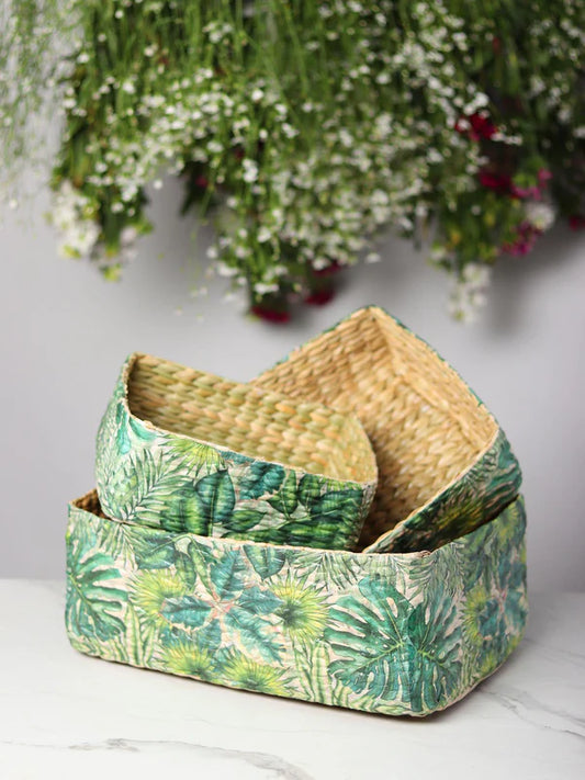 Handwoven Seagrass Organiser Set of 3 for Multipurpose Storage, Decorative Shelf, and Tabletop Use