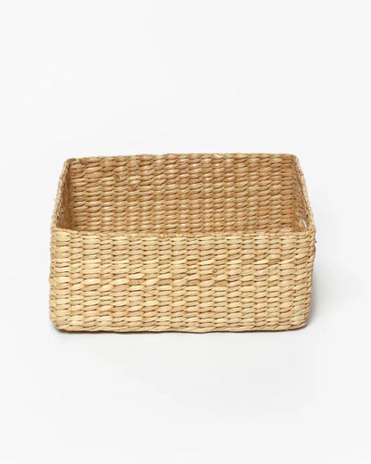 Handmade Seagrass Storage Basket for Shelves and Decorative Home Display