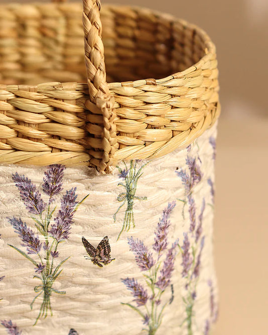 Handcrafted Seagrass Tiffin Basket for Lunch, Travel & Beach Picnics