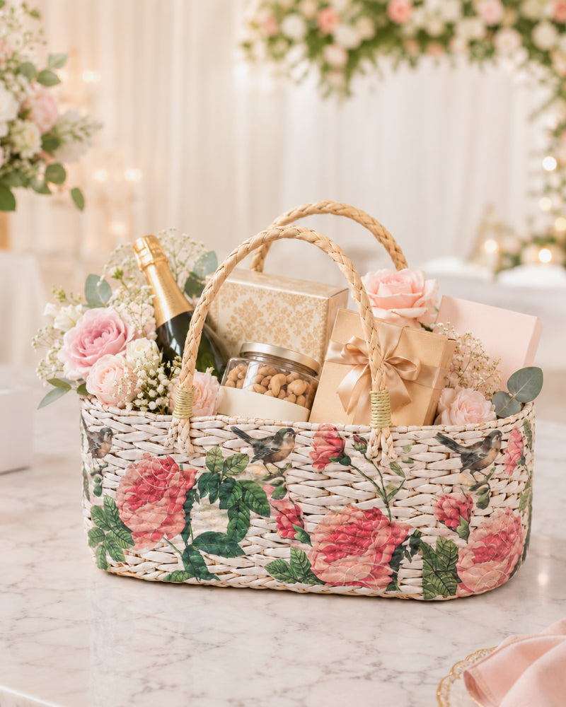 Handmade Seagrass Gift Hamper Basket for Elegant Home Storage and Gifting
