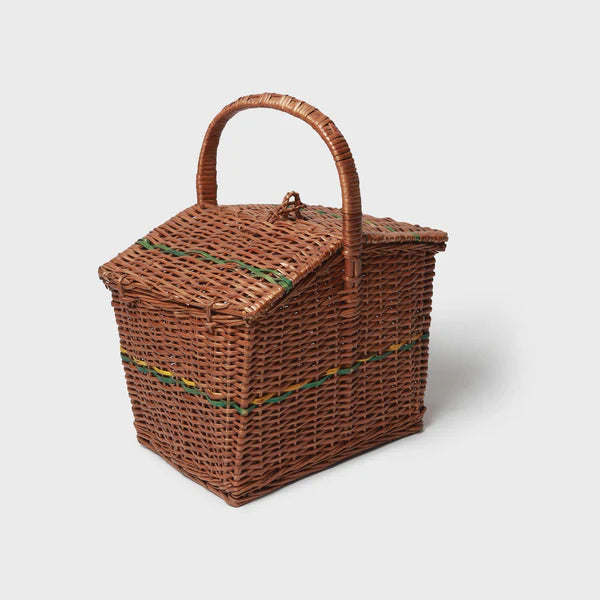 Natural Wicker Picnic Basket for Lunch, Food Carry & Travel