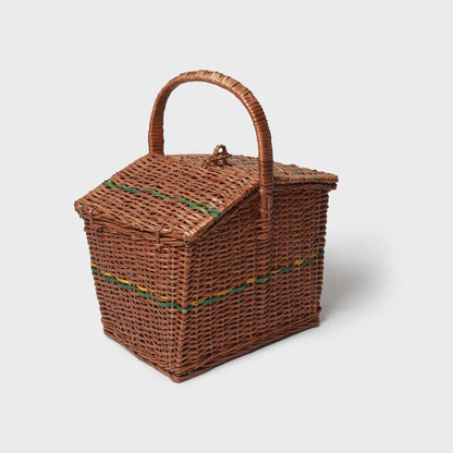 Natural Wicker Picnic Basket for Lunch, Food Carry & Travel