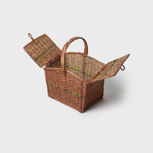 Natural Wicker Picnic Basket for Lunch, Food Carry & Travel