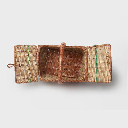 Natural Wicker Picnic Basket for Lunch, Food Carry & Travel