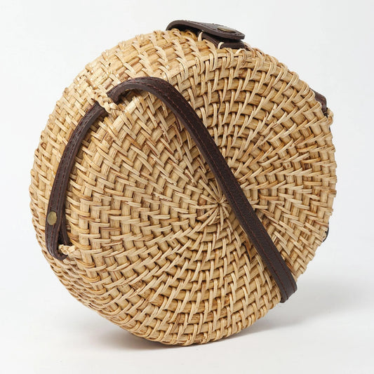 Sac à bandoulière rond en rotin