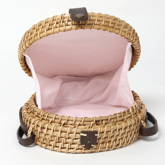 Sac à bandoulière rond en rotin