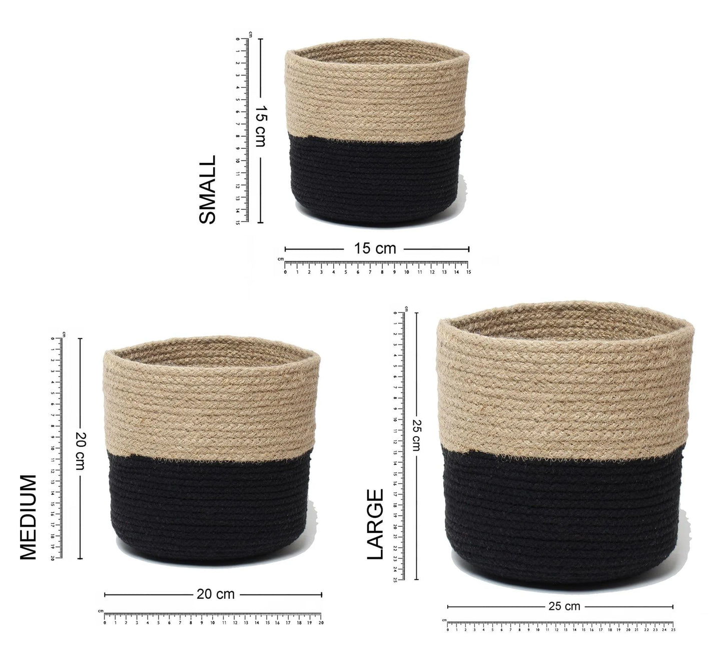 All-Purpose Set of 3 Jute Basket for Storage & Plant Styling