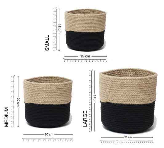 All-Purpose Set of 3 Jute Basket for Storage & Plant Styling