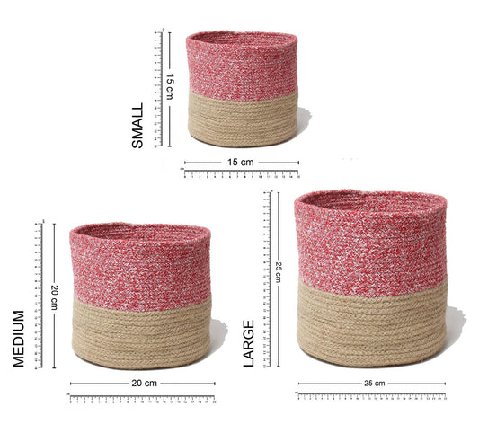 Handcrafted Set of 3 Jute Basket for Plants or Organizing