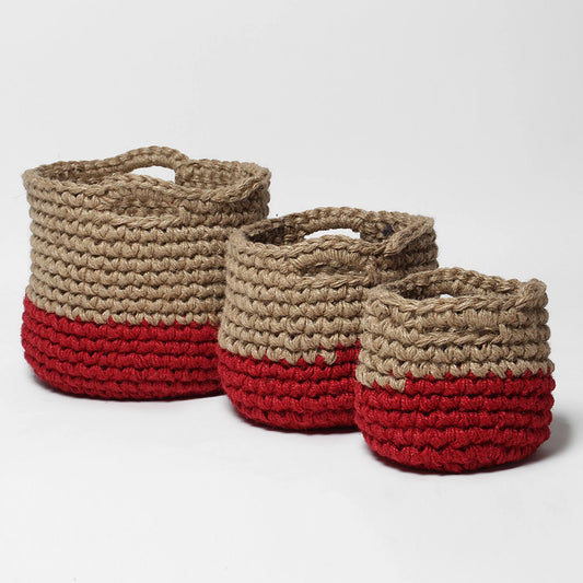 Set of 3 Jute Storage Basket for Toys, Towels, or Indoor Plants