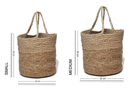 Set of 2 Natural Fiber Basket for Storage or Indoor Greenery