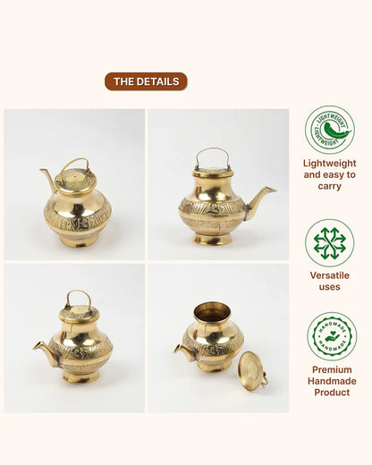 Traditional Brass Kalash for Pooja, Havan, and Religious Celebrations