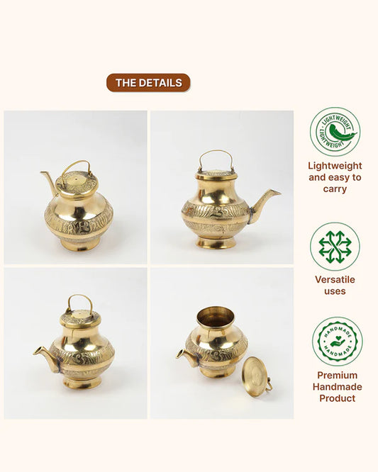 Traditional Brass Kalash for Pooja, Havan, and Religious Celebrations