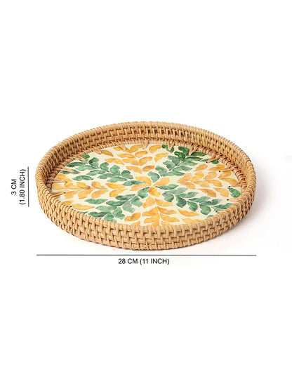 Rattan Decorative Round Tray for Gifting and Kitchen Use