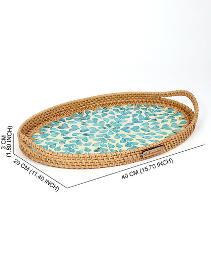 Plateau Canne Ovale - Mosaïque Tropicale Bleue