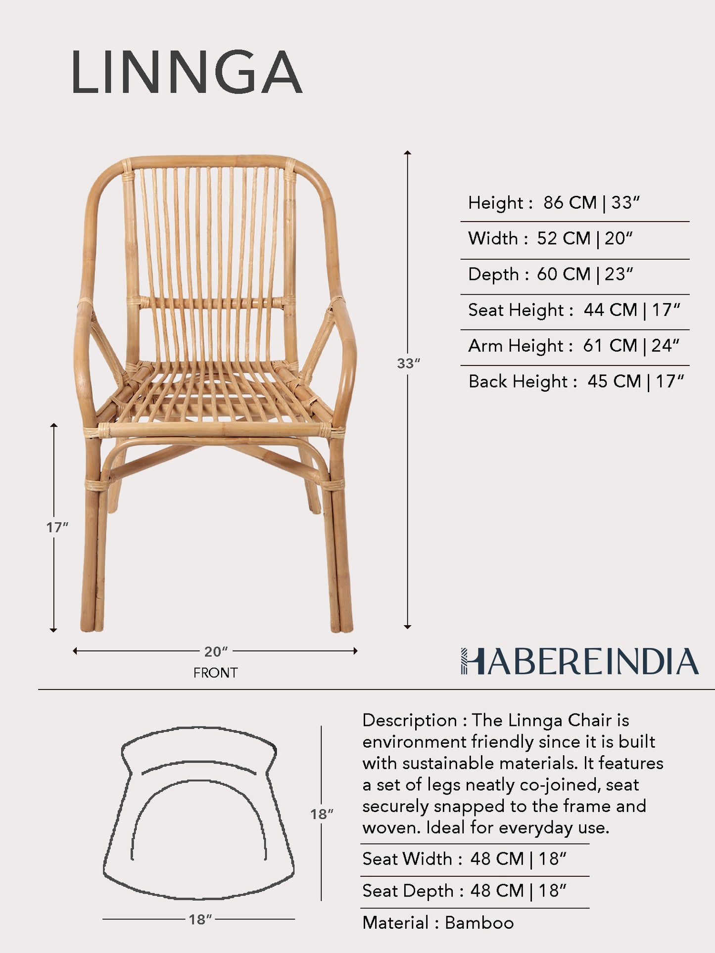 Linnga Bamboo Chair | Rattan Chair | Patio Chairs