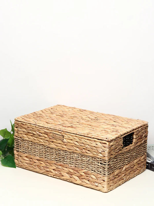 Eco-Friendly Seagrass Lid Box for Scarves, Belts & Wardrobe Essentials