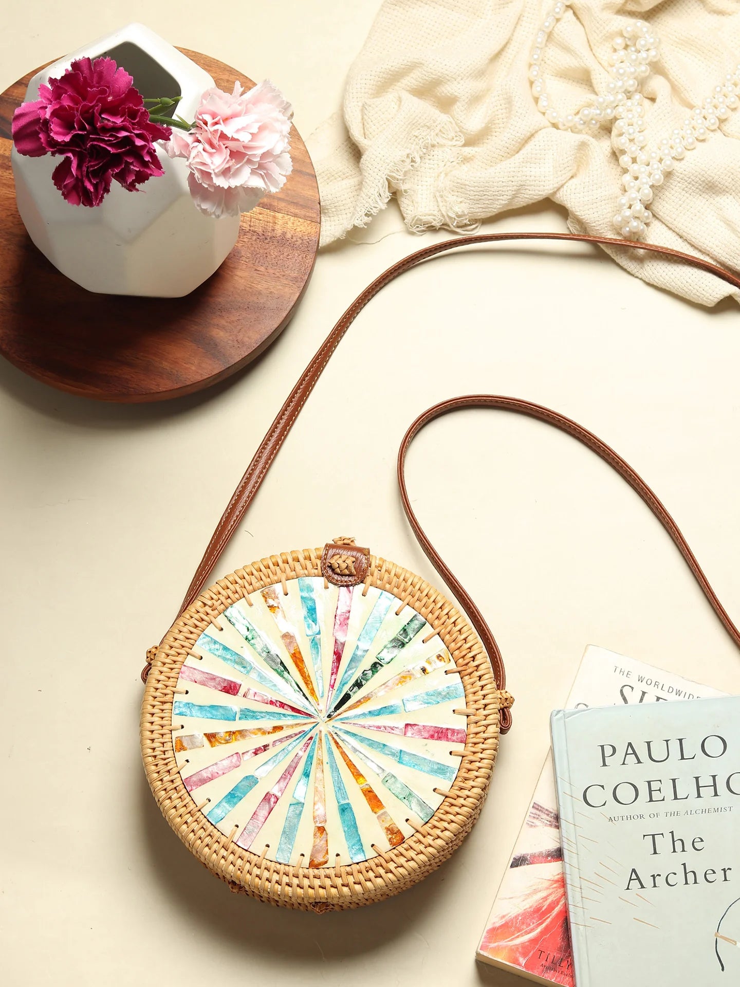 Sacs ronds en rotin | Sacs à bandoulière de plage