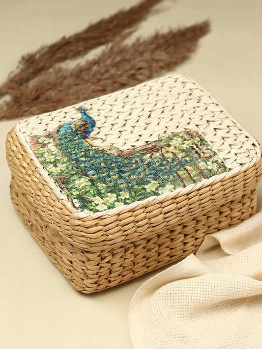 Handcrafted Seagrass Organizer Box for Small Household Essentials