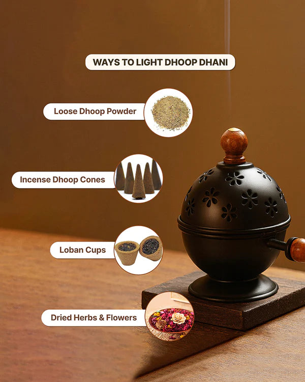Metal Dhoop Dani Decorative Aarti Dhoop Burner for Home Puja and Meditation