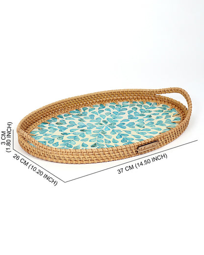 Plateau Canne Ovale - Mosaïque Tropicale Bleue