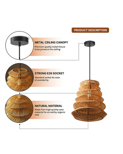 Modern Rattan Pendant Light for Study Room and Living Room